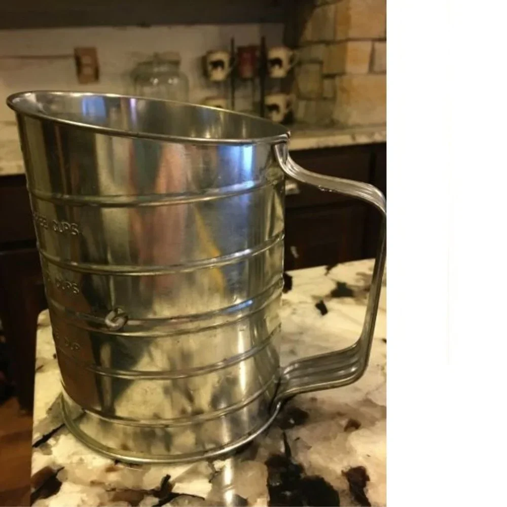 Vintage Good Cook Measuring Flour Sifter Aluminum 3 Cup Wood Knob VERY CLEAN
